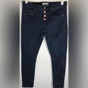 Loft skinny high rise button front jeans .
